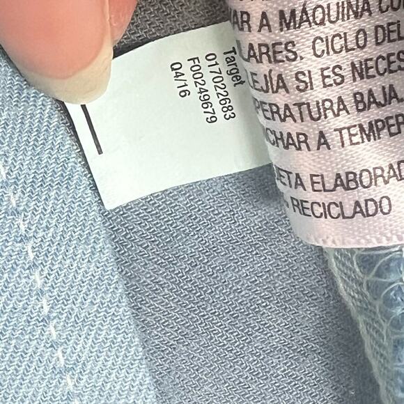 Mossimo Shirt Women's Size XXL Turquoise Blue Plaid Button Front Crop Top - Picture 5 of 7